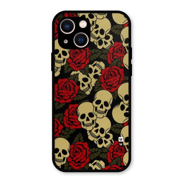Skulled Roses Metal Back Case for iPhone 13