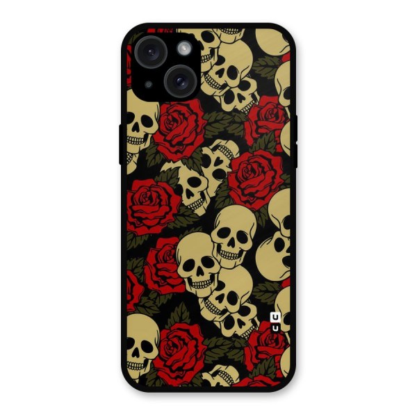 Skulled Roses Metal Back Case for iPhone 15 Plus