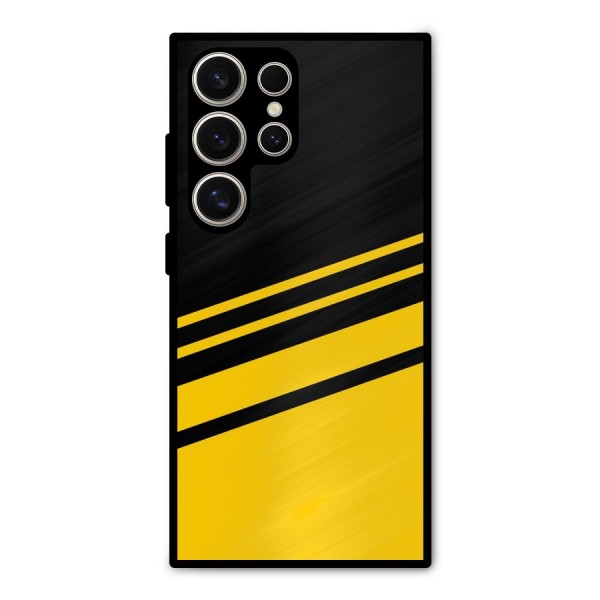 Slant Yellow Stripes Metal Back Case for Galaxy S24 Ultra