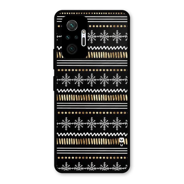 Snowflakes Gold Metal Back Case for Redmi Note 10 Pro