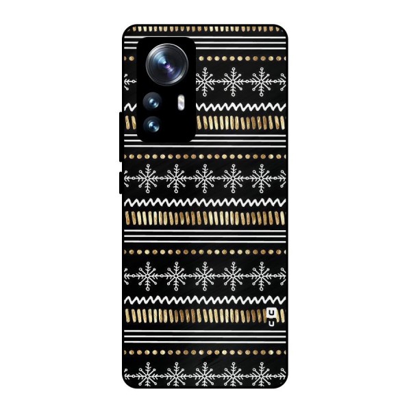 Snowflakes Gold Metal Back Case for Xiaomi 12 Pro