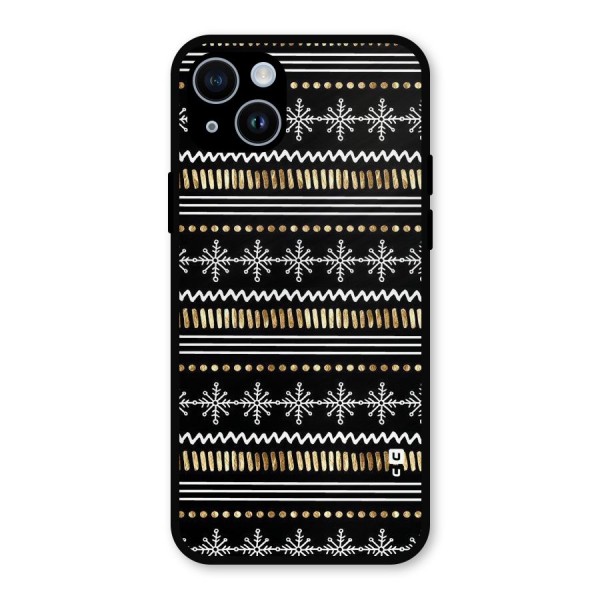 Snowflakes Gold Metal Back Case for iPhone 14