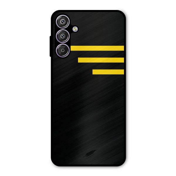 Sports Yellow Stripes Metal Back Case for Galaxy M15