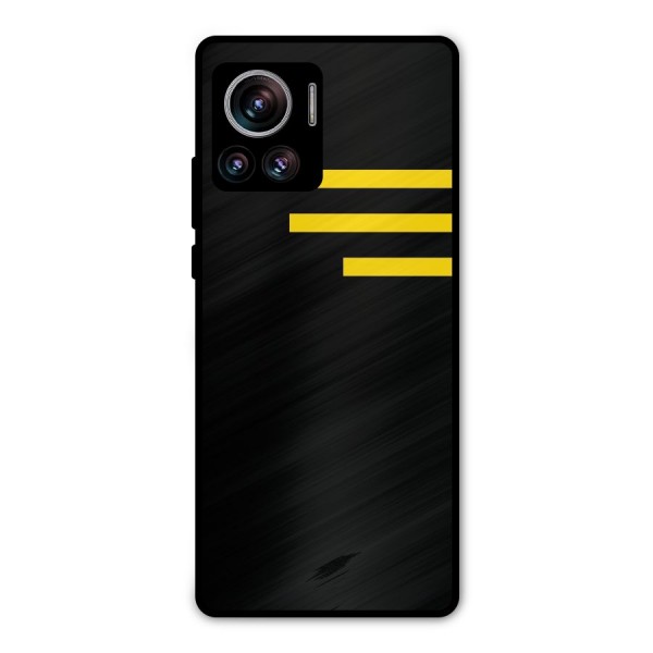 Sports Yellow Stripes Metal Back Case for Motorola Edge 30 Ultra