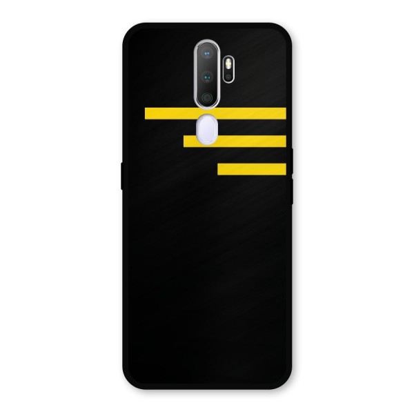Sports Yellow Stripes Metal Back Case for Oppo A9 (2020)