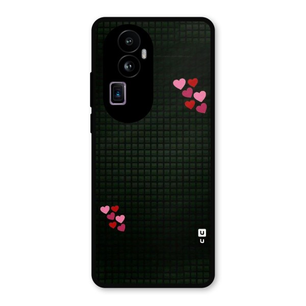 Square and Hearts Metal Back Case for Oppo Reno10 Pro Plus