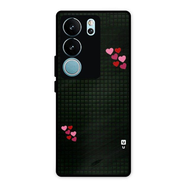 Square and Hearts Metal Back Case for Vivo V29 Pro