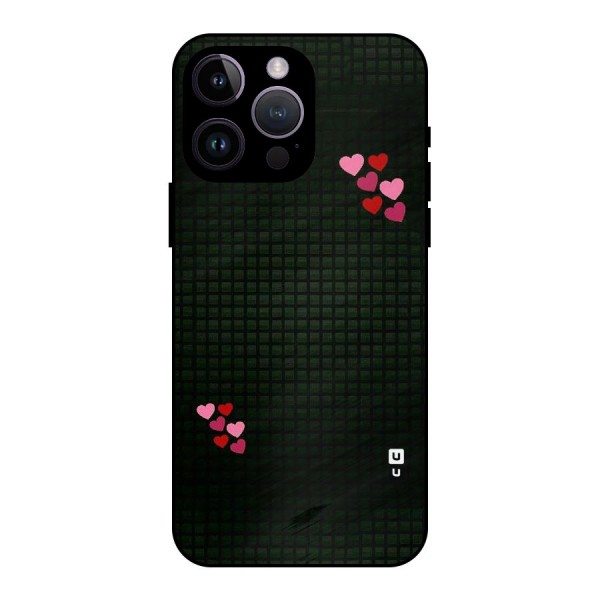 Square and Hearts Metal Back Case for iPhone 14 Pro Max