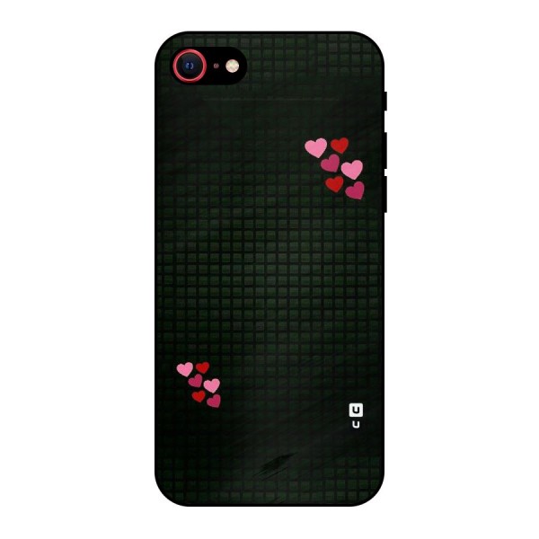Square and Hearts Metal Back Case for iPhone 8