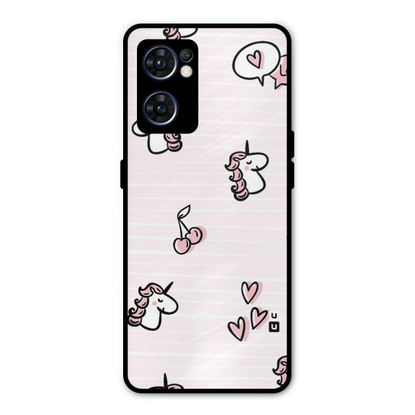 Strawberries And Unicorns Metal Back Case for Oppo Reno7 5G