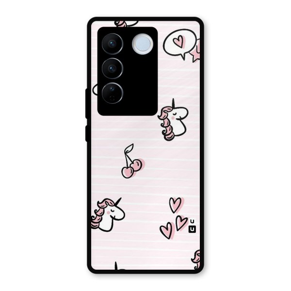 Strawberries And Unicorns Metal Back Case for Vivo V27 Pro