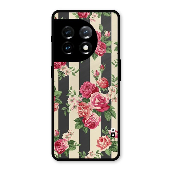 Stripes And Floral Metal Back Case for OnePlus 11