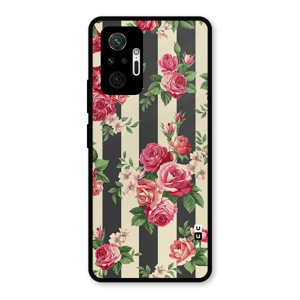 Stripes And Floral Metal Back Case for Redmi Note 10 Pro