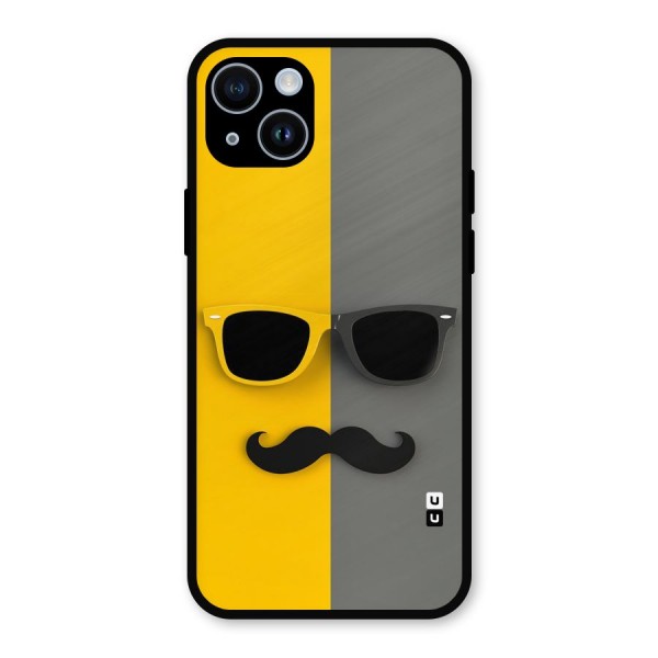 Sunglasses and Moustache Metal Back Case for iPhone 14