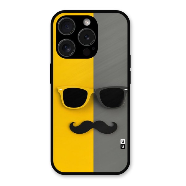 Sunglasses and Moustache Metal Back Case for iPhone 15 Pro
