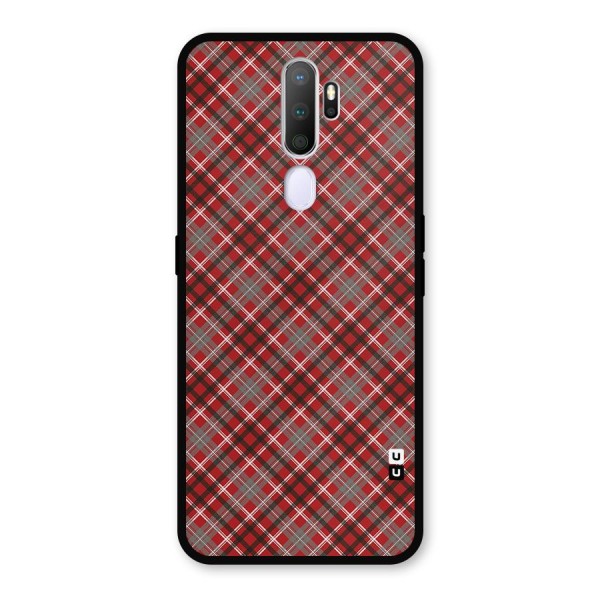 Textile Check Pattern Metal Back Case for Oppo A9 (2020)