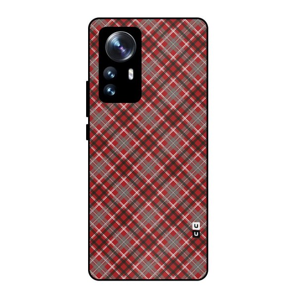 Textile Check Pattern Metal Back Case for Xiaomi 12 Pro