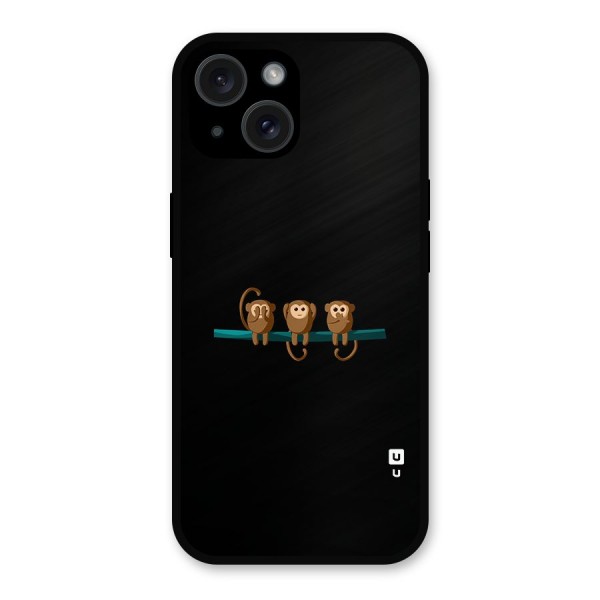 Three Cute Monkeys Metal Back Case for iPhone 15