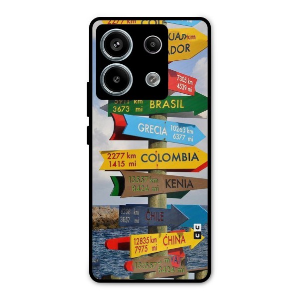 Travel Directions Metal Back Case for Redmi Note 13 Pro 5G