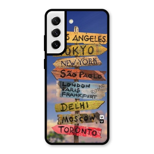 Travel Signs Metal Back Case for Galaxy S21 FE 5G
