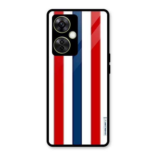 Tricolor Stripes Glass Back Case for OnePlus Nord CE 3 Lite