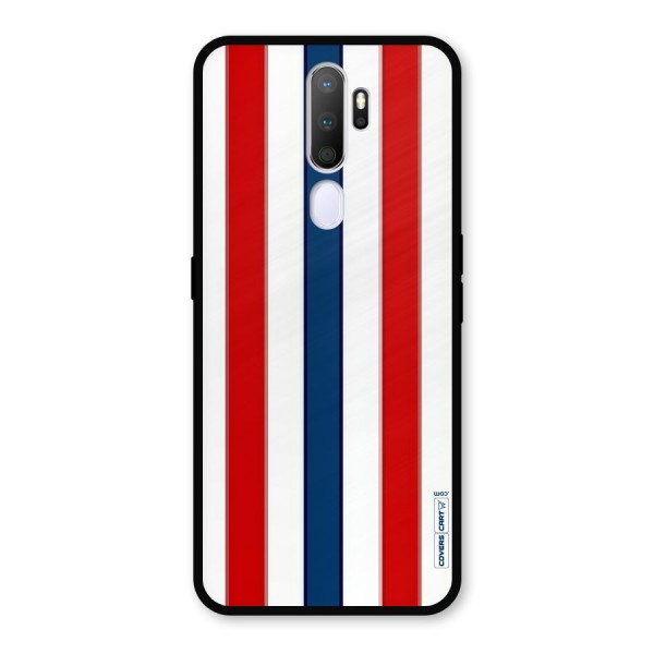 Tricolor Stripes Metal Back Case for Oppo A9 (2020)
