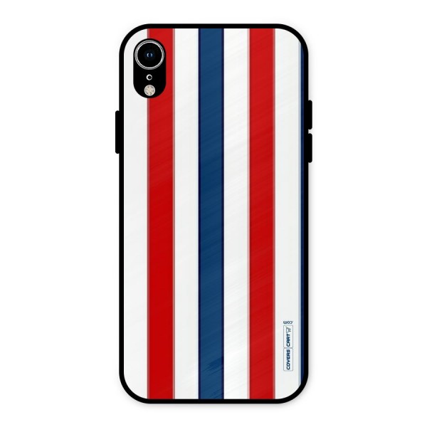 Tricolor Stripes Metal Back Case for iPhone XR