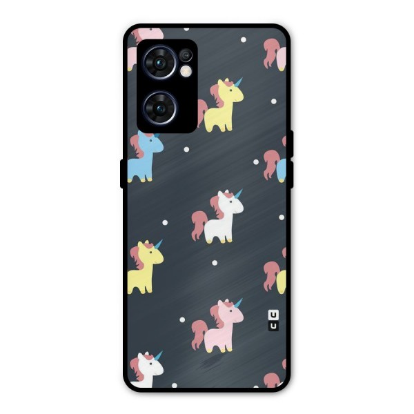 Unicorn Pattern Metal Back Case for Oppo Reno7 5G