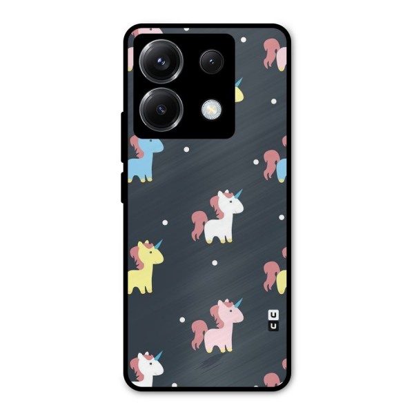 Unicorn Pattern Metal Back Case for Poco X6