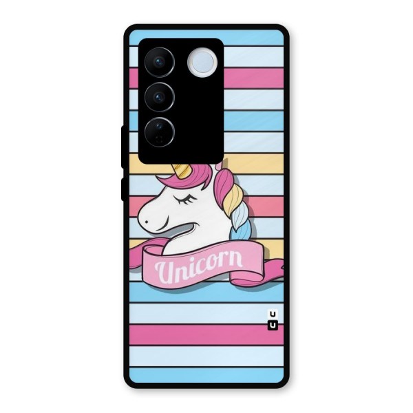 Unicorn Stripes Metal Back Case for Vivo V27 Pro