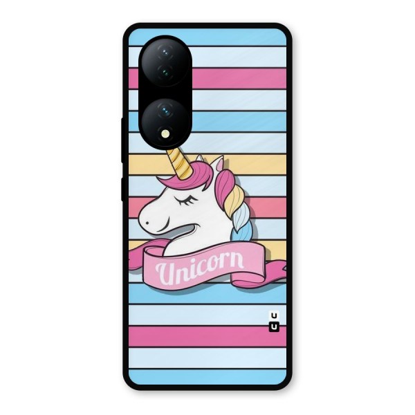 Unicorn Stripes Metal Back Case for Vivo Y100a