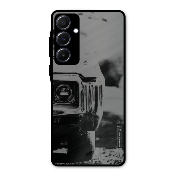 Vintage Car Black and White Metal Back Case for Galaxy A55