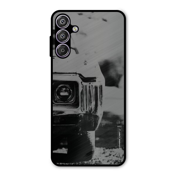 Vintage Car Black and White Metal Back Case for Galaxy F15