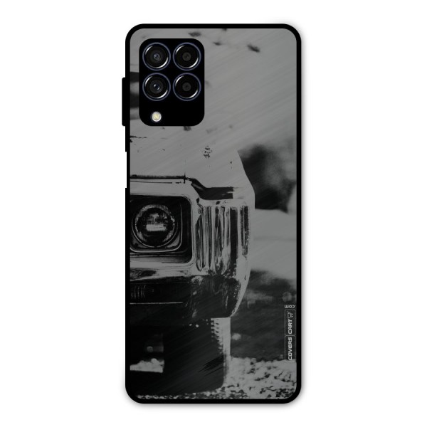 Vintage Car Black and White Metal Back Case for Galaxy M53 5G