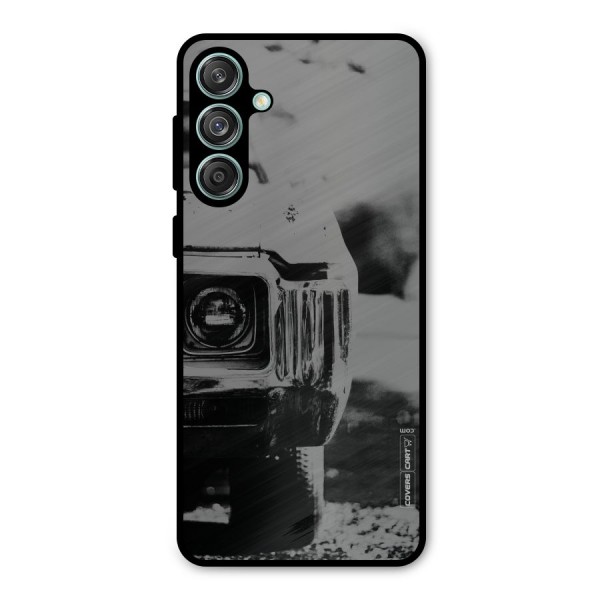 Vintage Car Black and White Metal Back Case for Galaxy M55 5G