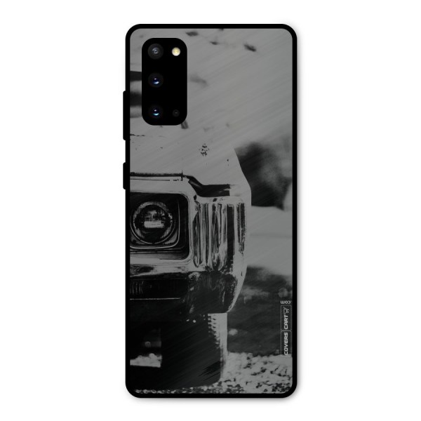 Vintage Car Black and White Metal Back Case for Galaxy S20
