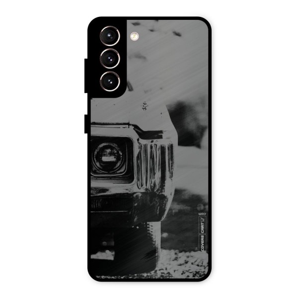 Vintage Car Black and White Metal Back Case for Galaxy S21 5G