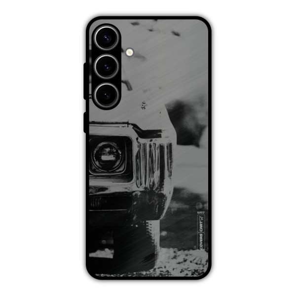 Vintage Car Black and White Metal Back Case for Galaxy S24 Plus