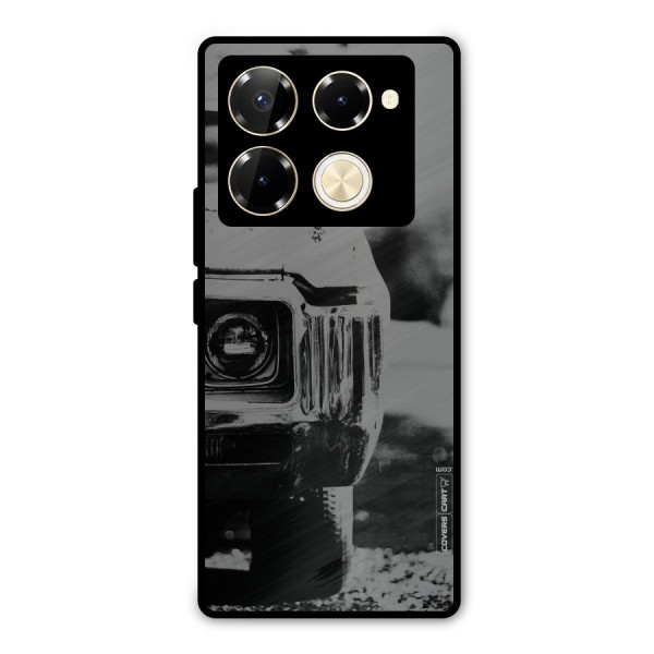 Vintage Car Black and White Metal Back Case for Infinix Note 40 Pro