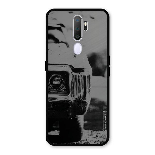 Vintage Car Black and White Metal Back Case for Oppo A9 (2020)