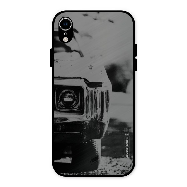 Vintage Car Black and White Metal Back Case for iPhone XR