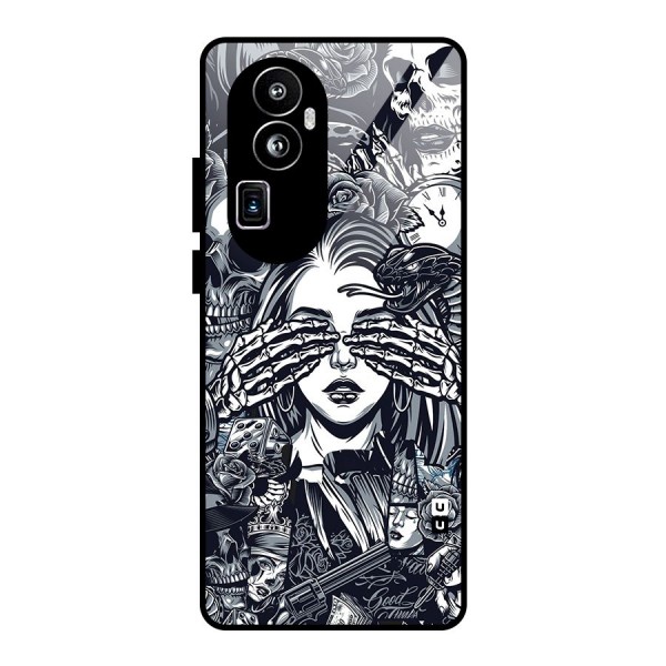 Vintage Skulls and Girl Style Glass Back Case for Oppo Reno10 Pro Plus