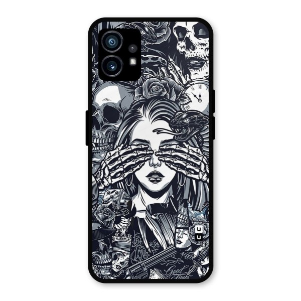 Vintage Skulls and Girl Style Metal Back Case for Nothing Phone 1