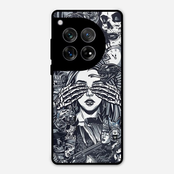 Vintage Skulls and Girl Style Metal Back Case for OnePlus 12