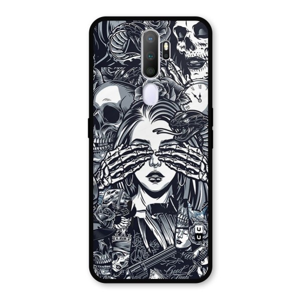 Vintage Skulls and Girl Style Metal Back Case for Oppo A9 (2020)