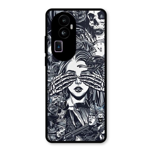 Vintage Skulls and Girl Style Metal Back Case for Oppo Reno10 Pro Plus