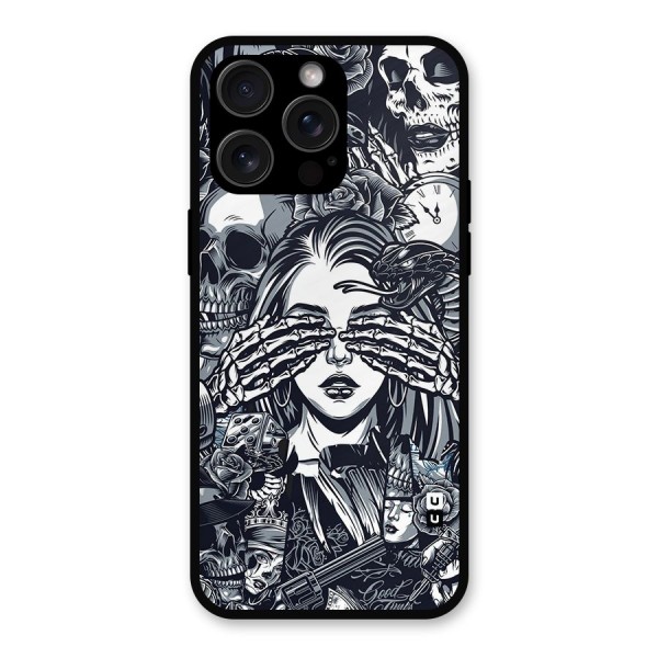 Vintage Skulls and Girl Style Metal Back Case for iPhone 15 Pro Max