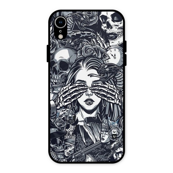 Vintage Skulls and Girl Style Metal Back Case for iPhone XR