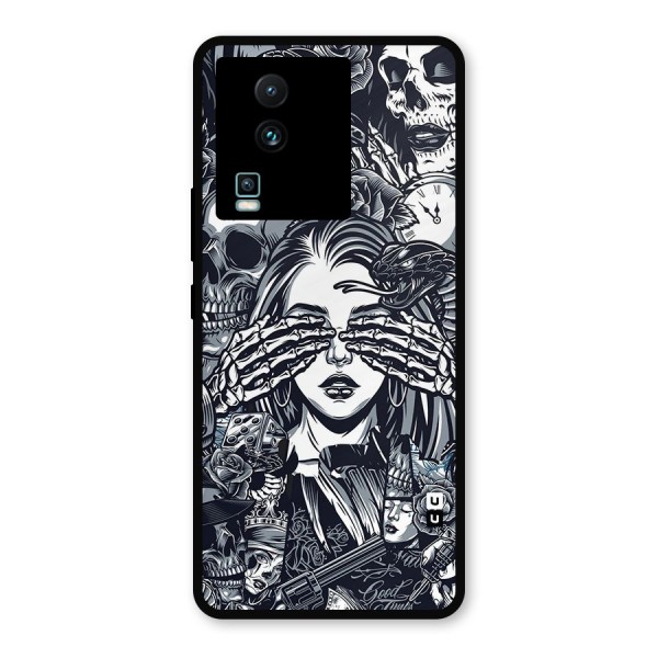 Vintage Skulls and Girl Style Metal Back Case for iQOO Neo 7 Pro