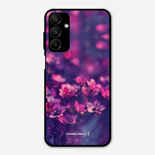 Violet Floral Metal Back Case for Galaxy A15 5G